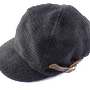 Scala Pronto Women's Cabbie Newsboy Cap Hat One Size Lined Corduroy Black Wool